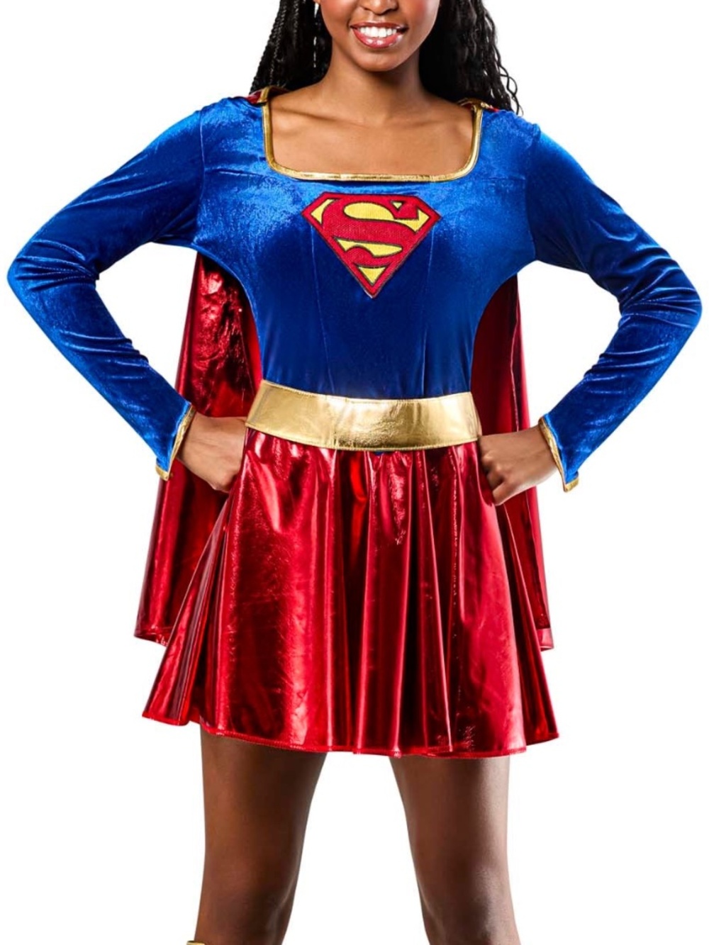 Supergirl Adult Costume Dress With Cape Gold-trimmed Neckline DC Comics SMALL